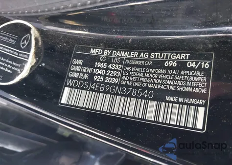 2016 Mercedes-Benz Cla 250 from USA, damaged, VIN WDDSJ4EB9GN378540